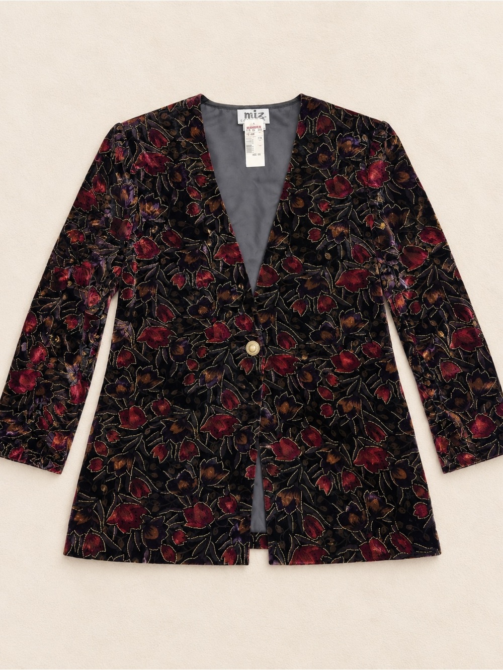 Vintage Miz California Floral Velvet Blazer M NWT Made in USA
